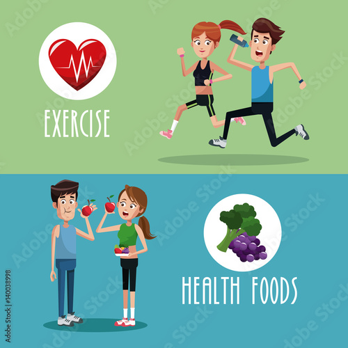 brochure exercise food healthy vector illustration eps 10