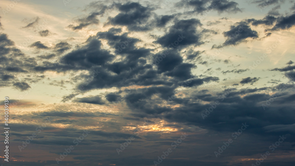 color of dramatic sky with cloud at sunset.