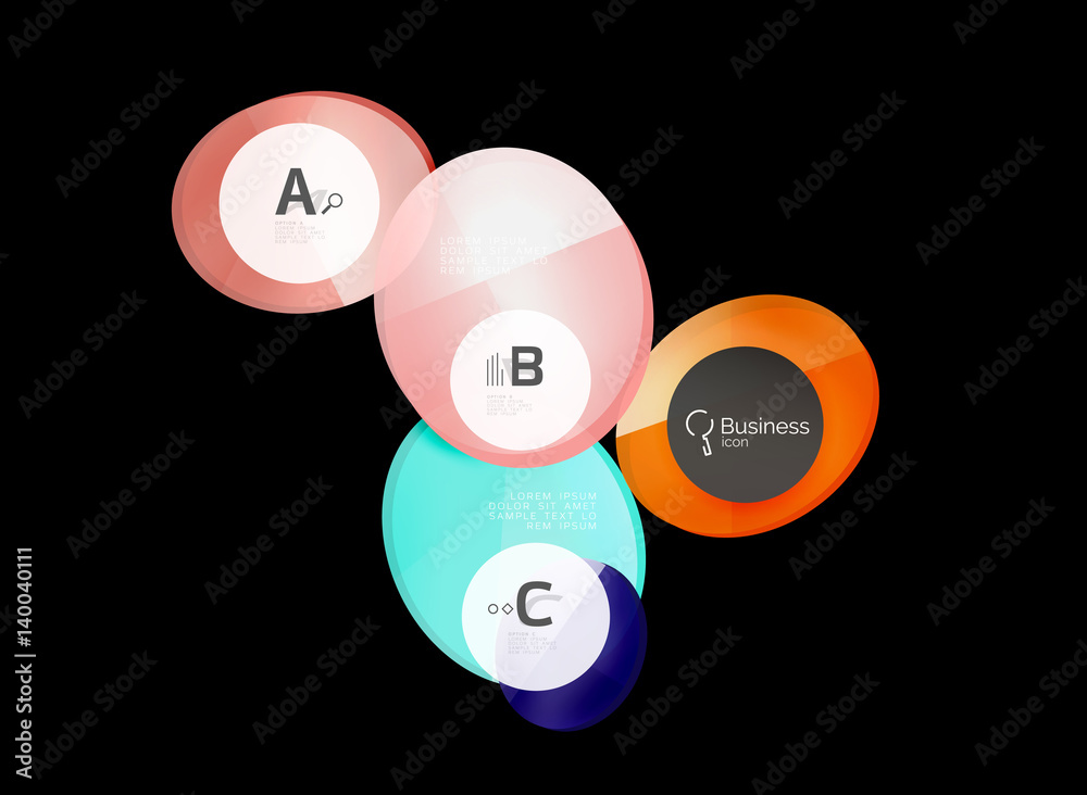 Glass color circles - infographic elements on black Glass color circles - infographic elements on black
