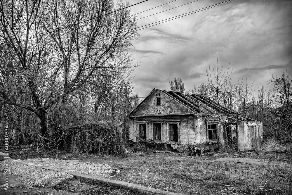 district of poor residential buildings, architecture background, dark mood depression district of poor residential buildings, architecture background, dark mood depression
