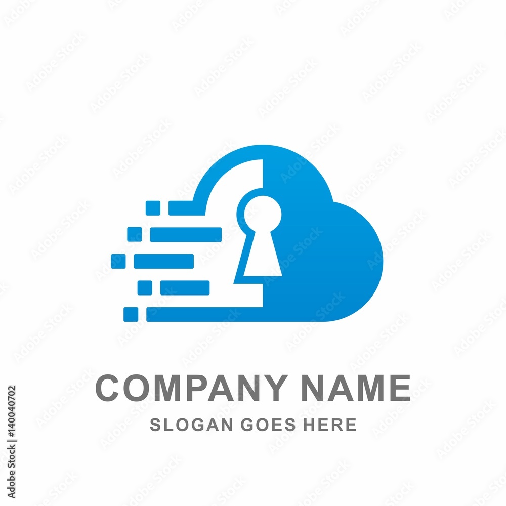 Cloud Padlock Key Safety Security System Technology Protection Business Company Stock Vector Logo Design Template 