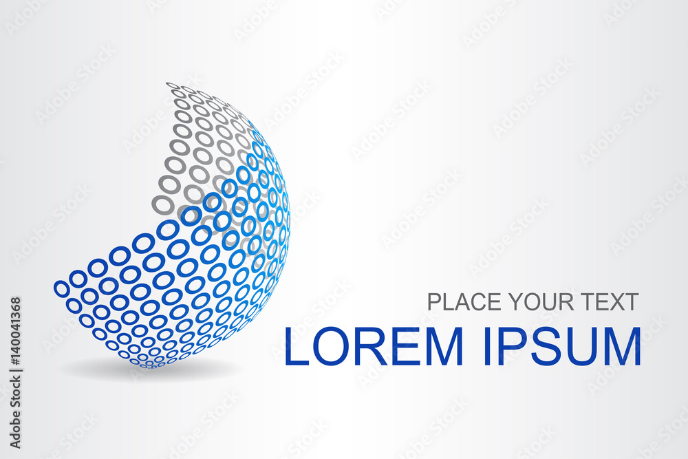 Fototapeta premium Logo stylized spherical surface with abstract shapes