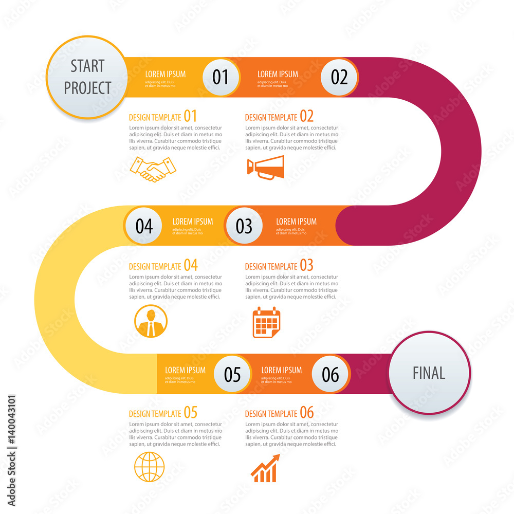 Infographic timeline template business concept arrows. Vector can be used for workflow layout, diagram, number step up options, web design