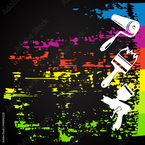 Image with brush and roller for painting