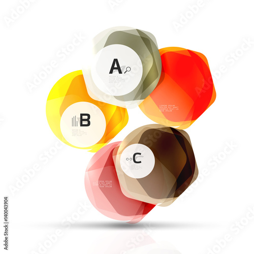Shiny style modern geometrical hexagons web boxes