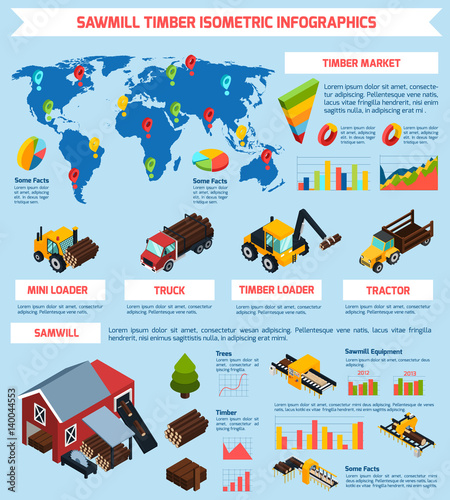 Timber Market Isometric Infographics