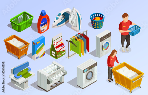 Laundry Isometric Elements Set
