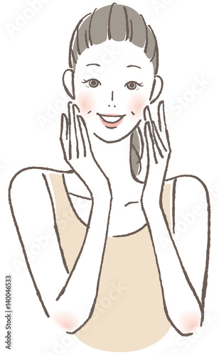 微笑む女性　中年