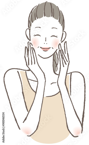 微笑む女性　中年