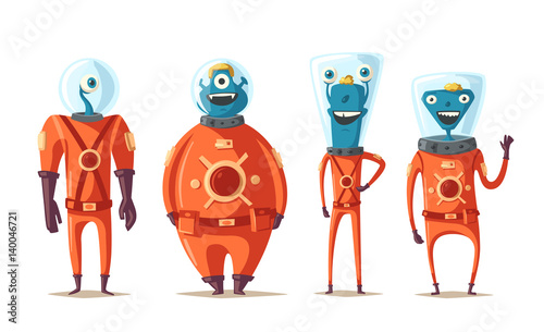 Foto Friendly aliens. Cartoon vector illustration