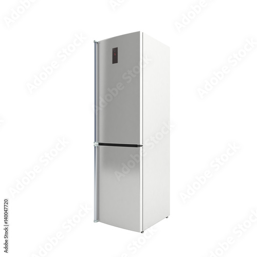 Stainless steel modern refrigerator 3d illustration no shadow