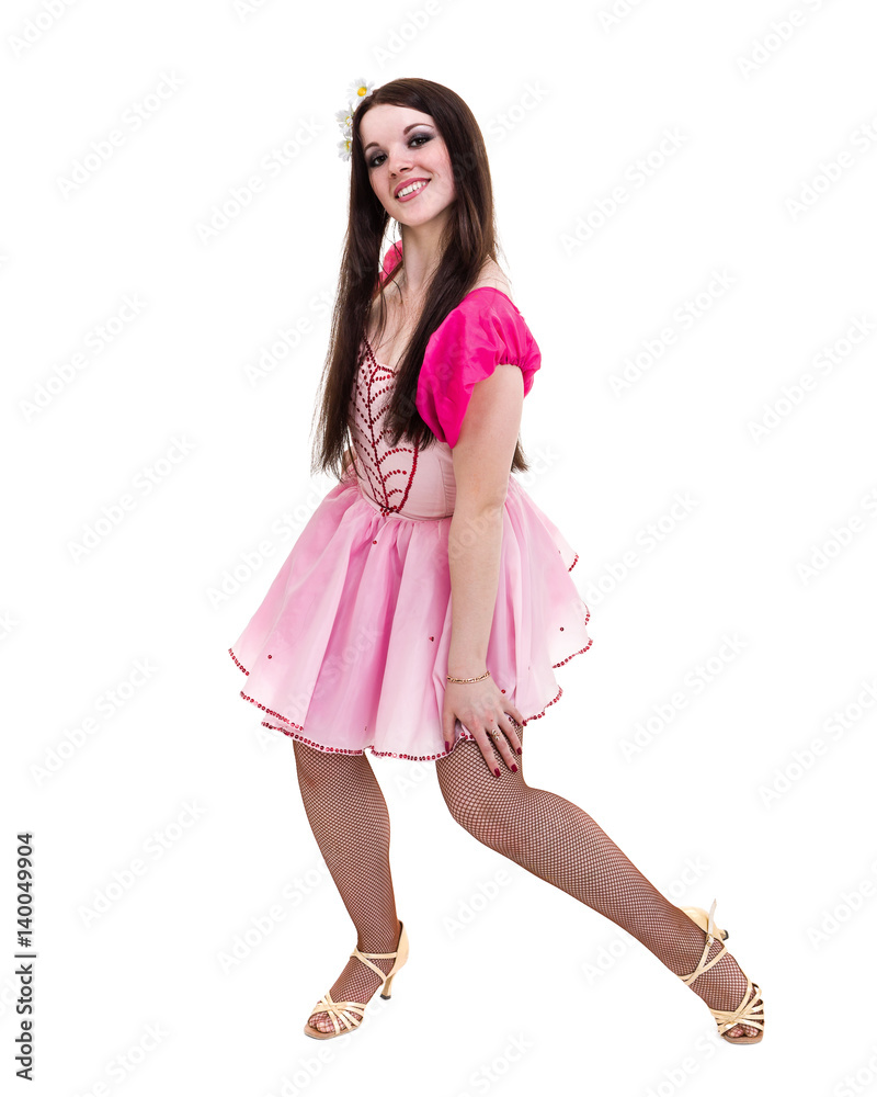 Disco dancer showing some movements against isolated white Disco dancer showing some movements against isolated white