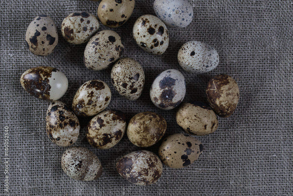 Textured spring background with small quail eggs. Eco products Textured spring background with small quail eggs. Eco products
