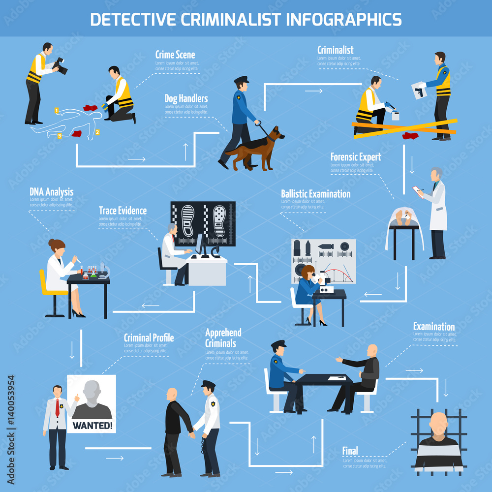 Fototapeta premium Police Experts Flat Style Infographics