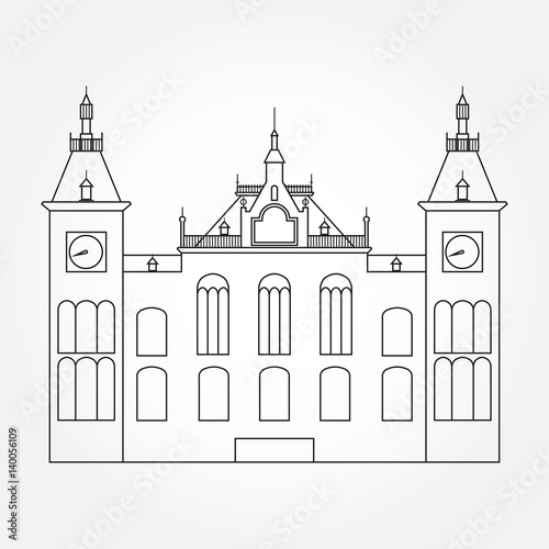 Canvas Print Castle or palace line silhouette