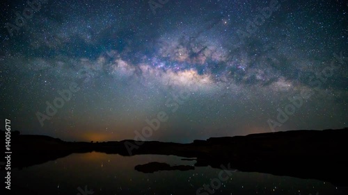 Time-lapse of milky way at the lake / Milky way on the sky / SamPhanBok photo