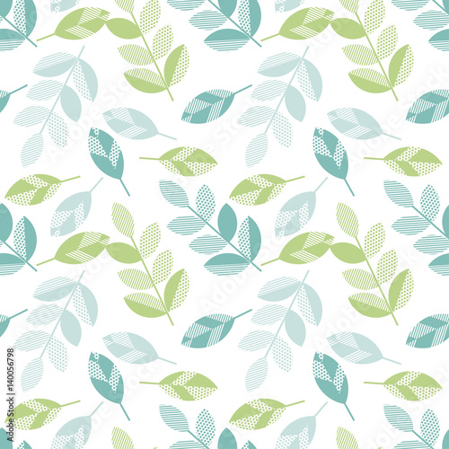 spring floral seamless pattern with leaves. abstract  modern geometry vector illustration. surface design for wrapping paper  fabric  box  cloth  background