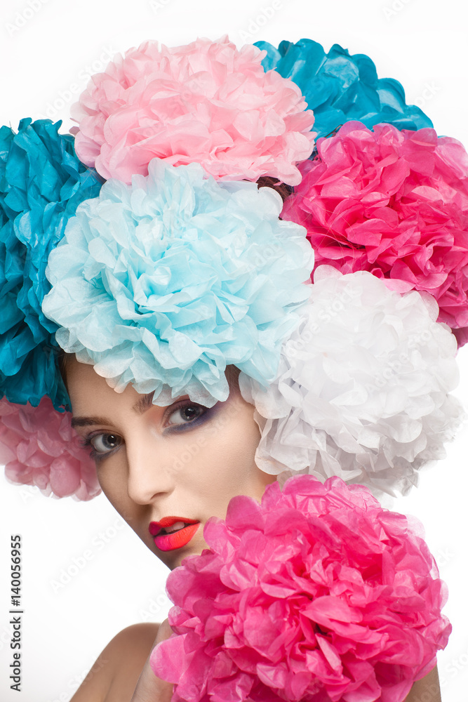 portrait of a girl with flowers on her head portrait of a girl with flowers on her head