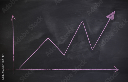 Hand drawing graph on blackboard