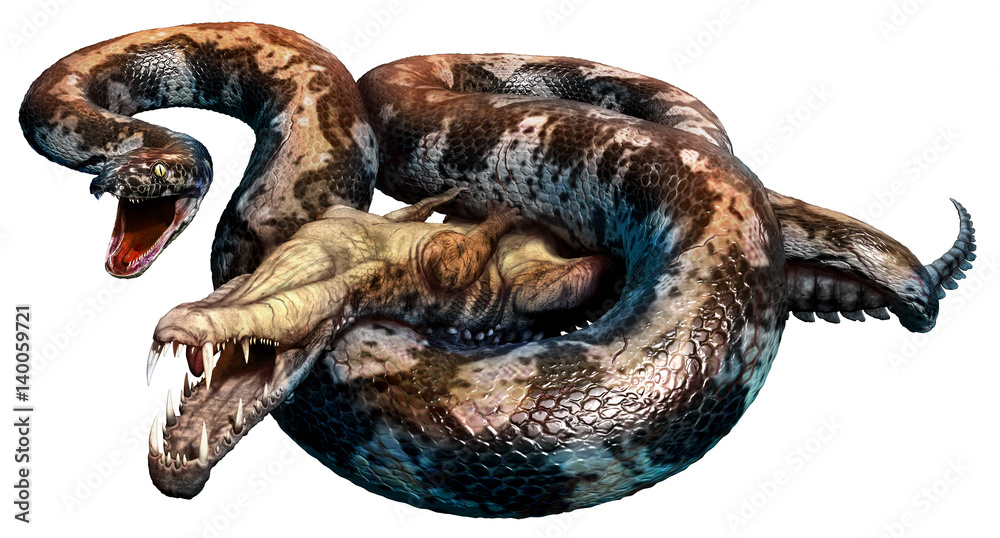 Titanoboa prehistoric snake 3D illustration Иллюстрация Stock | Adobe Stock