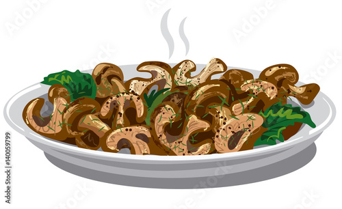 fried boiled mushrooms