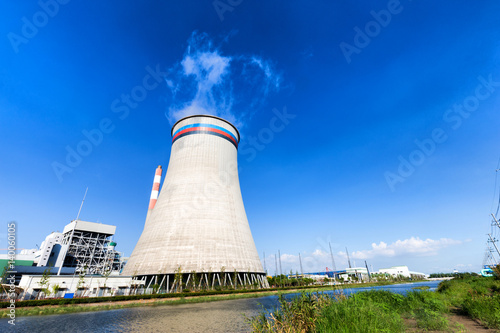 constructions inb modern power plant near river