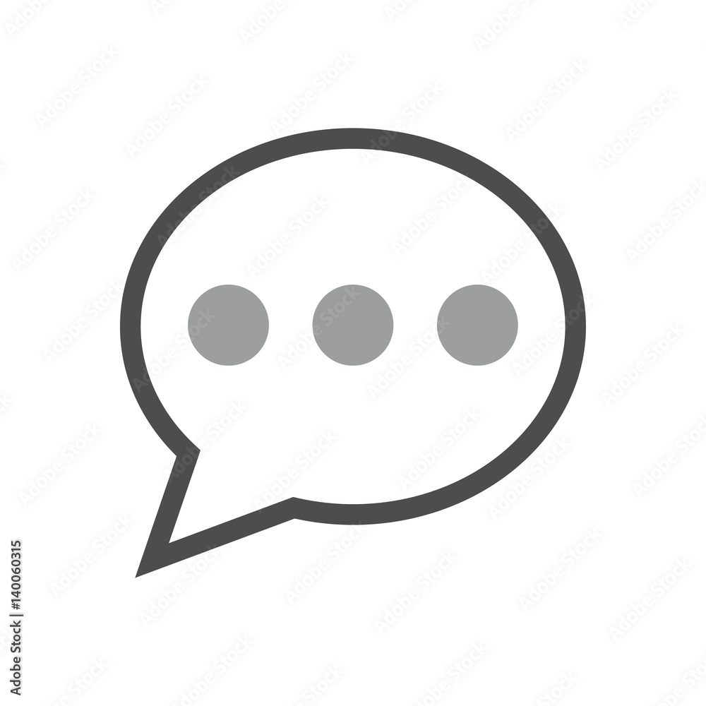 Icono plano silueta comentario gris en fondo blanco Icono plano silueta comentario gris en fondo blanco