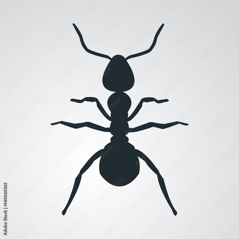 Icono plano silueta hormiga en fondo degradado Icono plano silueta hormiga en fondo degradado