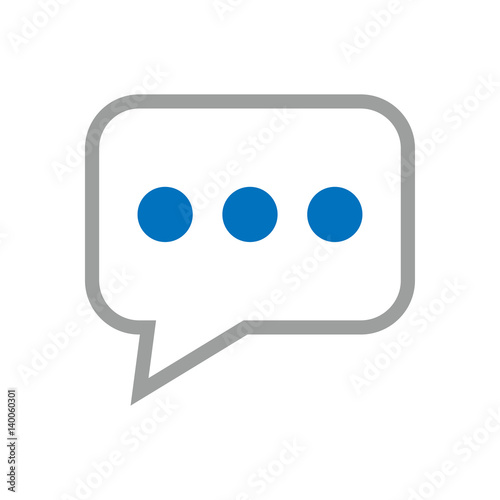Icono plano silueta comentario cuadrado gris y azul en fondo blanco