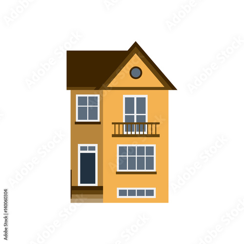 House front view vector illustration building architecture home construction estate residential property roof apartment housing cottage