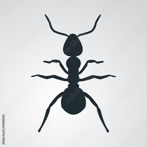Icono plano silueta hormiga en fondo degradado
