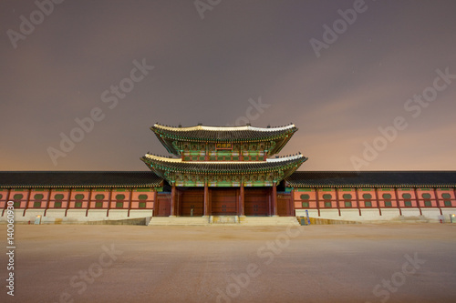Front Gate Gyeongbokgung Palace Night in Seoul, South Korea
