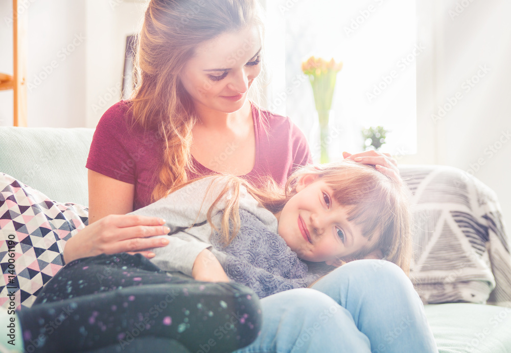 Mother and daughter at home, happy loving family Mother and daughter at home, happy loving family
