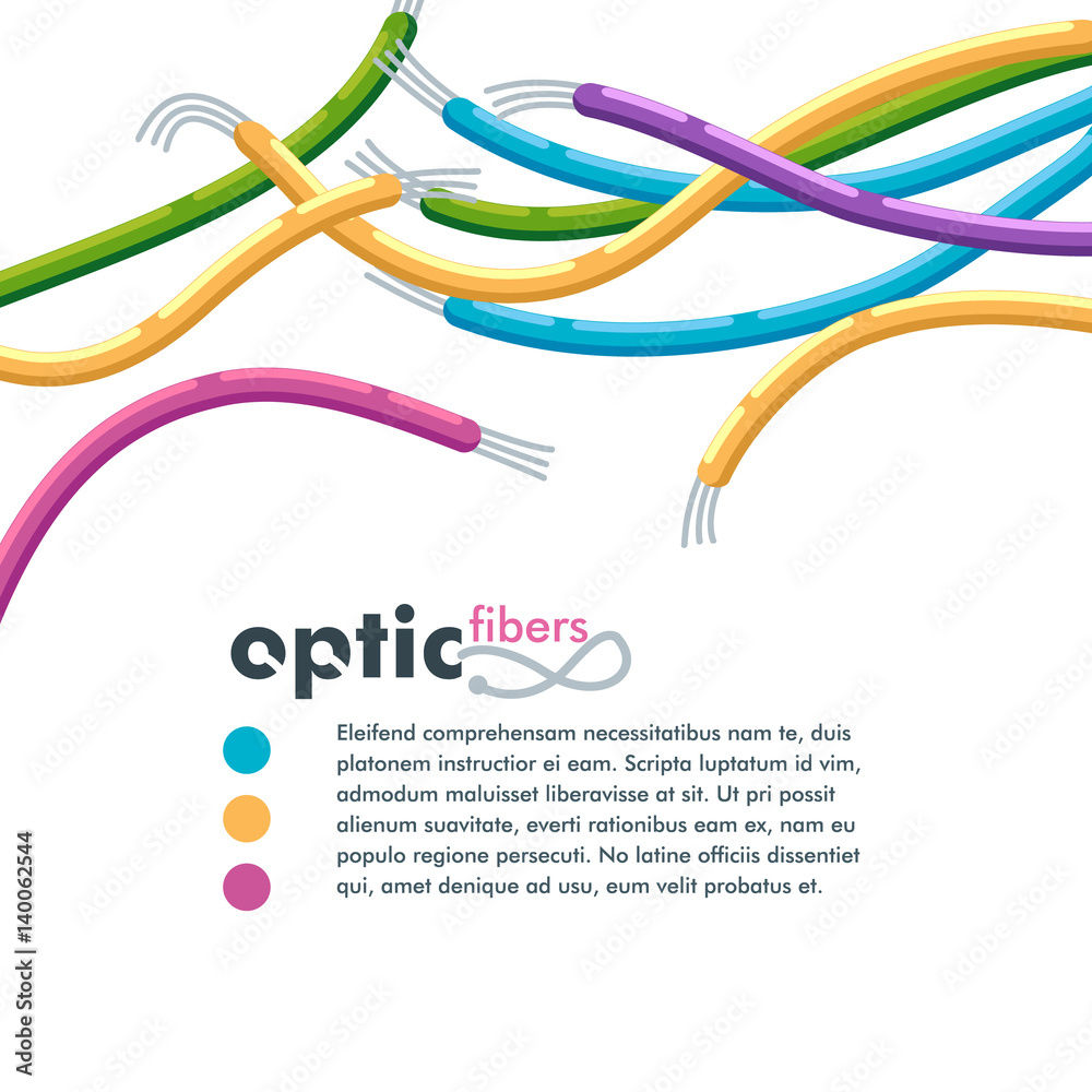 Colorful network optic fiber cables banners or flyers