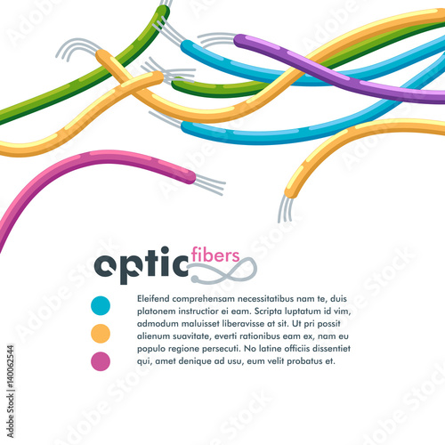 Obraz na płótnie Colorful network optic fiber cables banners or flyers w salonie