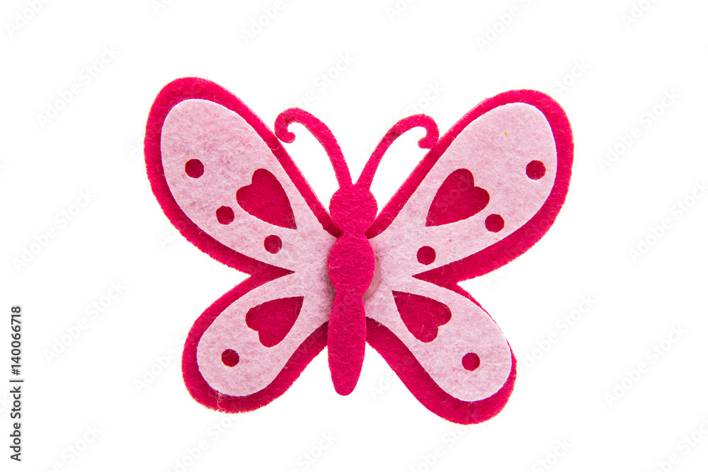 Products made of felt butterfly isolated Products made of felt butterfly isolated
