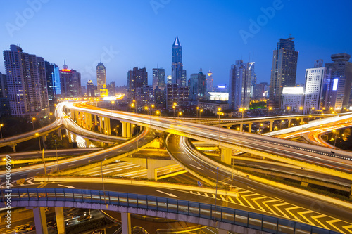 busy elevated road in modern city at night
