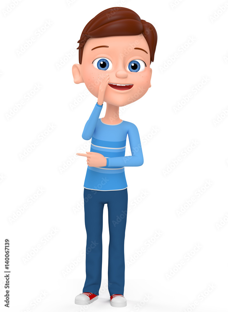 The boy says the secret. 3d render illustrations. The boy says the secret. 3d render illustrations.