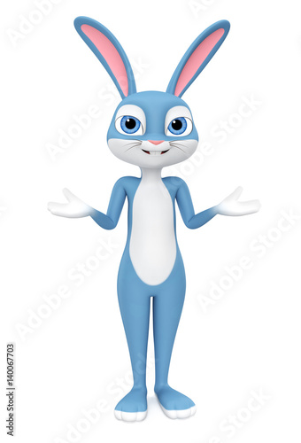 Easter bunny isolated on white background shrugged. 3d render illustration.