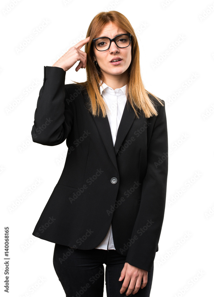 Young business woman making crazy gesture Young business woman making crazy gesture