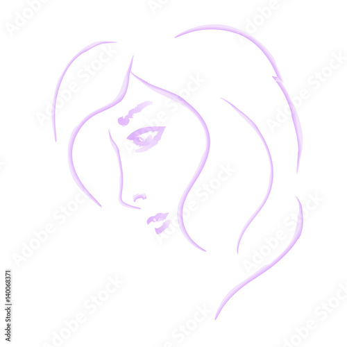 The outline of the girl in the profile is stylized as watercolor