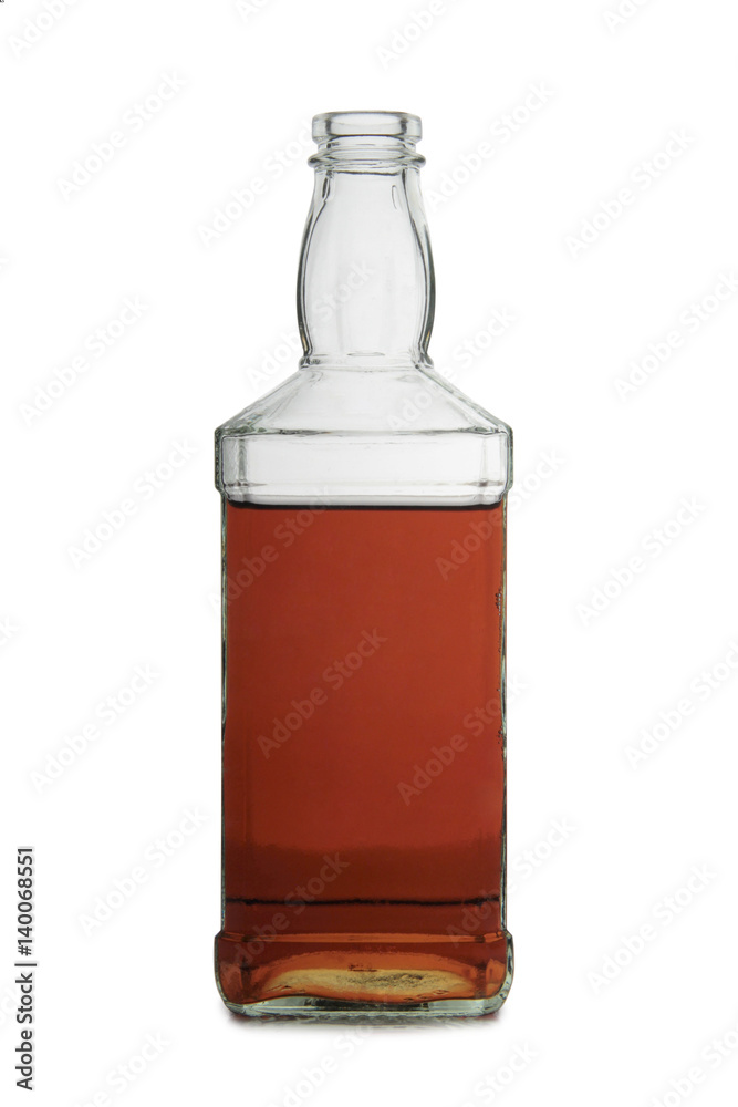 Glass with brandy and whiskey on white background Glass with brandy and whiskey on white background