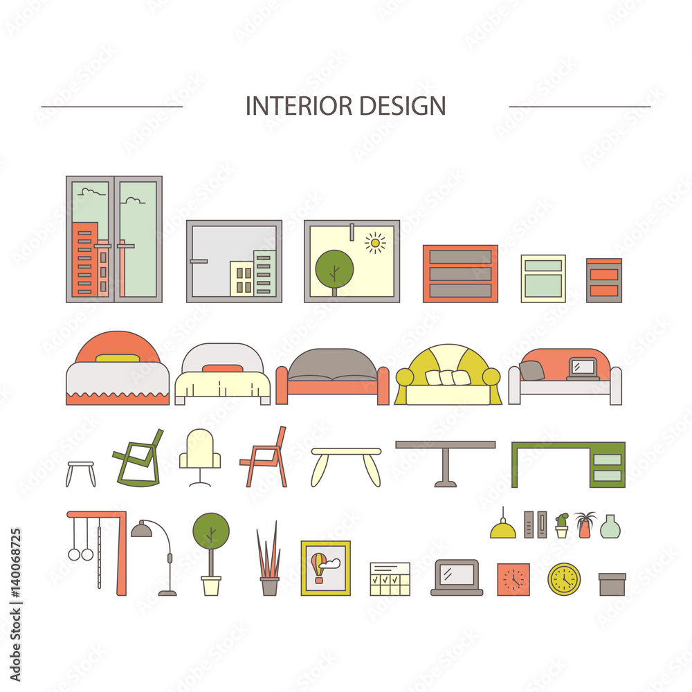 Linear interior design illustration