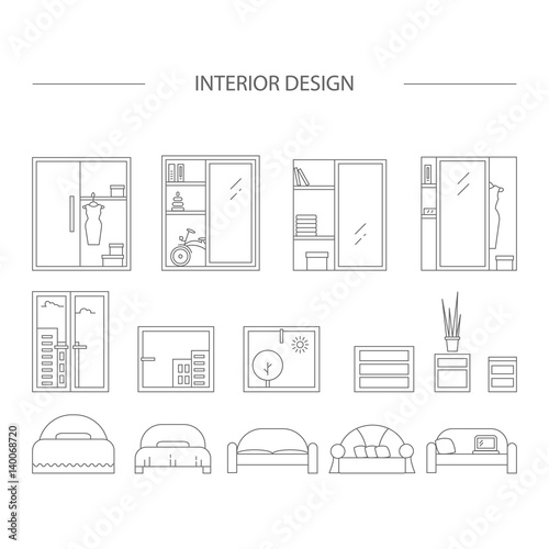 Linear interior design illustration