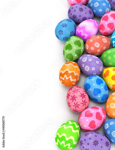 3d render illustrations. Easter eggs on a white background. photo