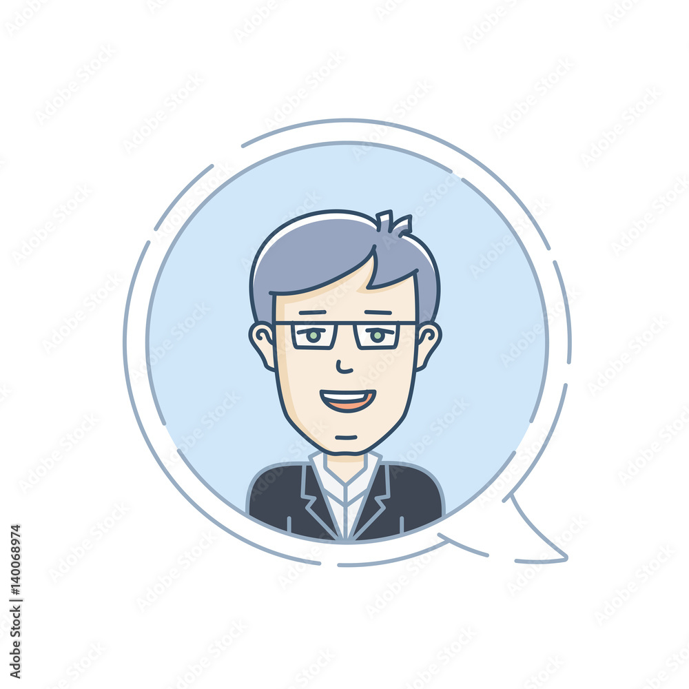 Chat bubble with avatar symbol. Vector icon of communication
