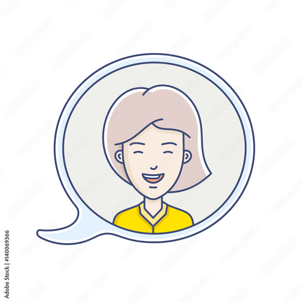 Chat bubble with avatar symbol. Vector icon of communication