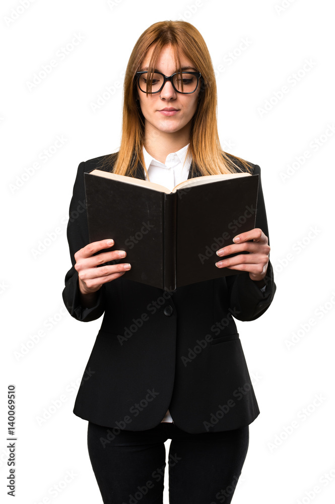 Young business woman reading book Young business woman reading book