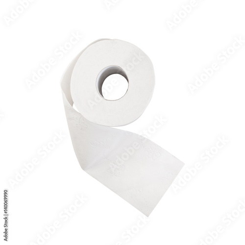 top view roll of toilet paper isolated on white background