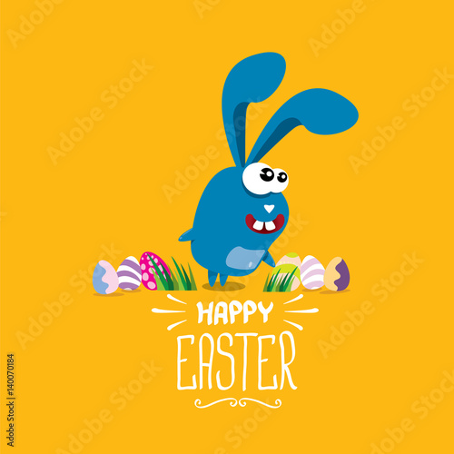 vector happy easter greeting card with funny bunny